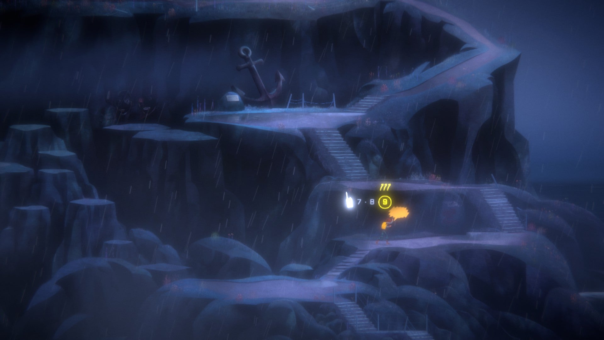 Oxenfree 2 - Riley climbing a pathway and searching on walkie talkie.