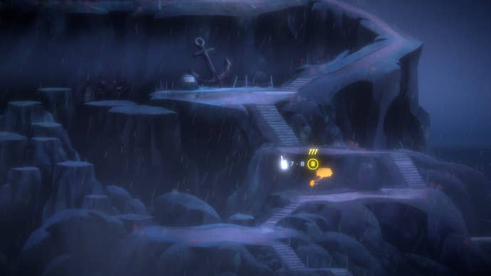 Oxenfree 2 - Riley climbing a pathway and searching on walkie talkie.