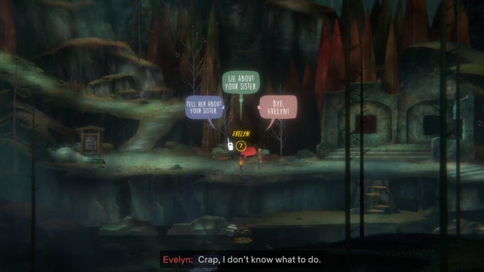 Riley in Oxenfree 2 talks to Evelyn on her walkie-talkie.