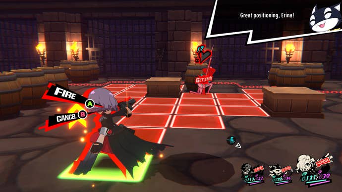 Erina mid-combat in Persona 5 Tactica