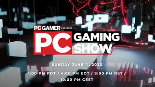 The PC Gaming Show 2023 logo and start times.