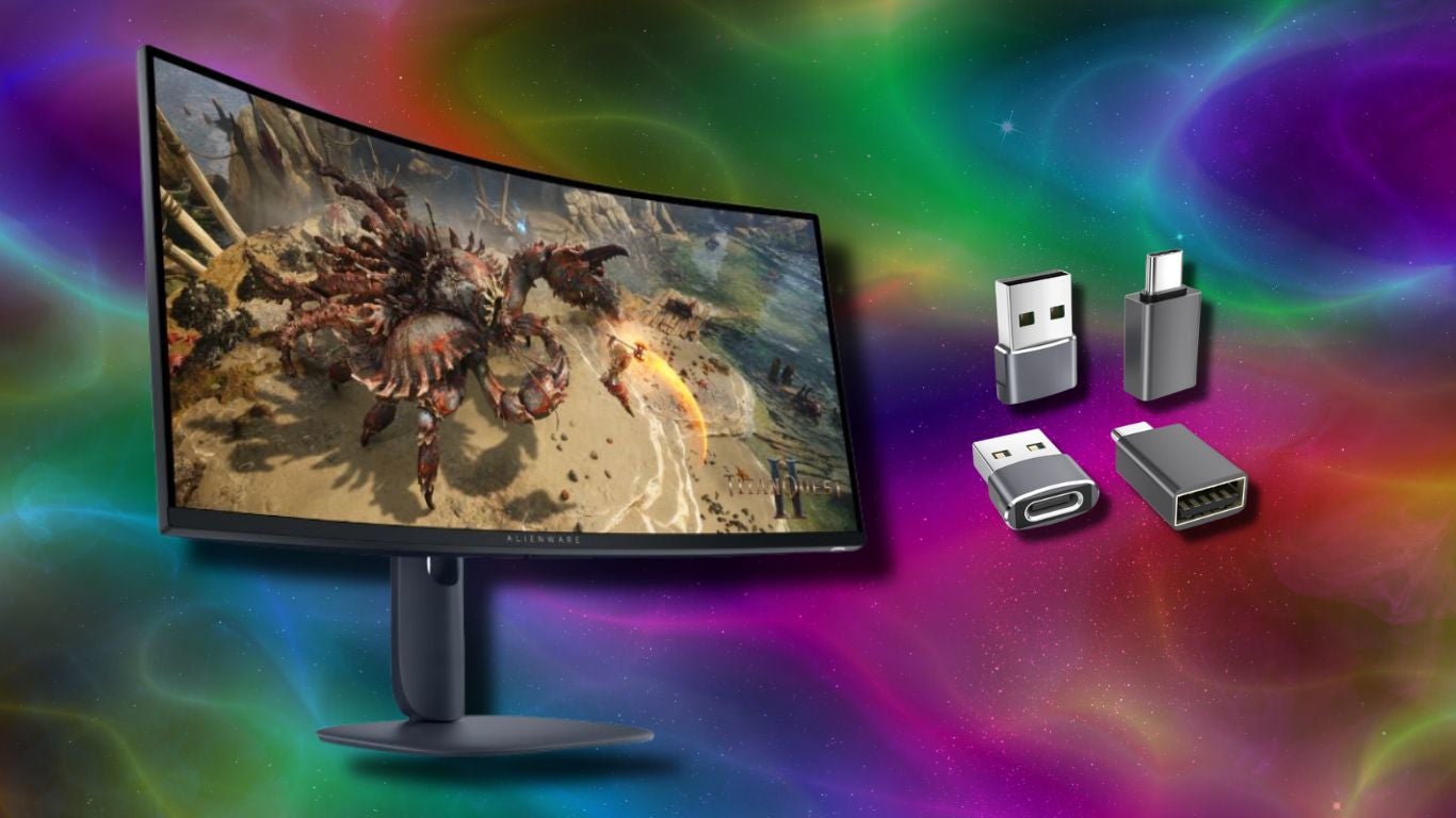 Alienware curved show   and USB adaptors