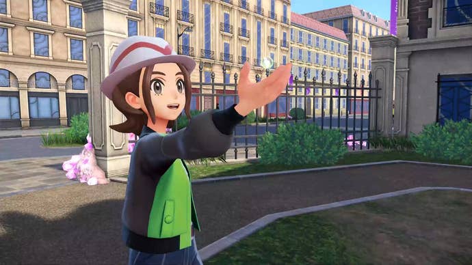 Pokémon Legends: Z-A official screenshot showing you raising your arm aloft