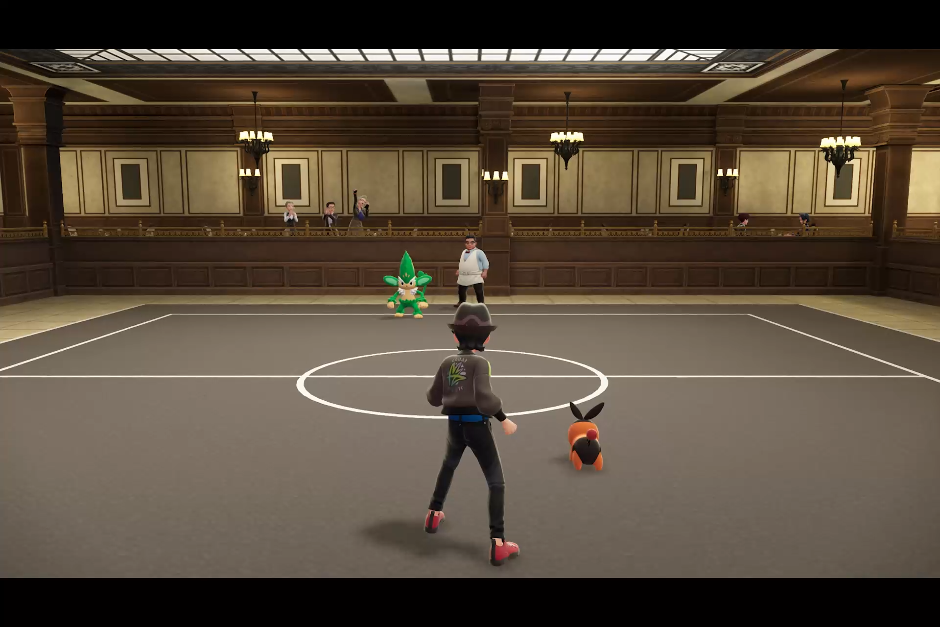 Pok&eacute;mon Legends: Z-A official screenshot showing you facing off in a rank-up battle