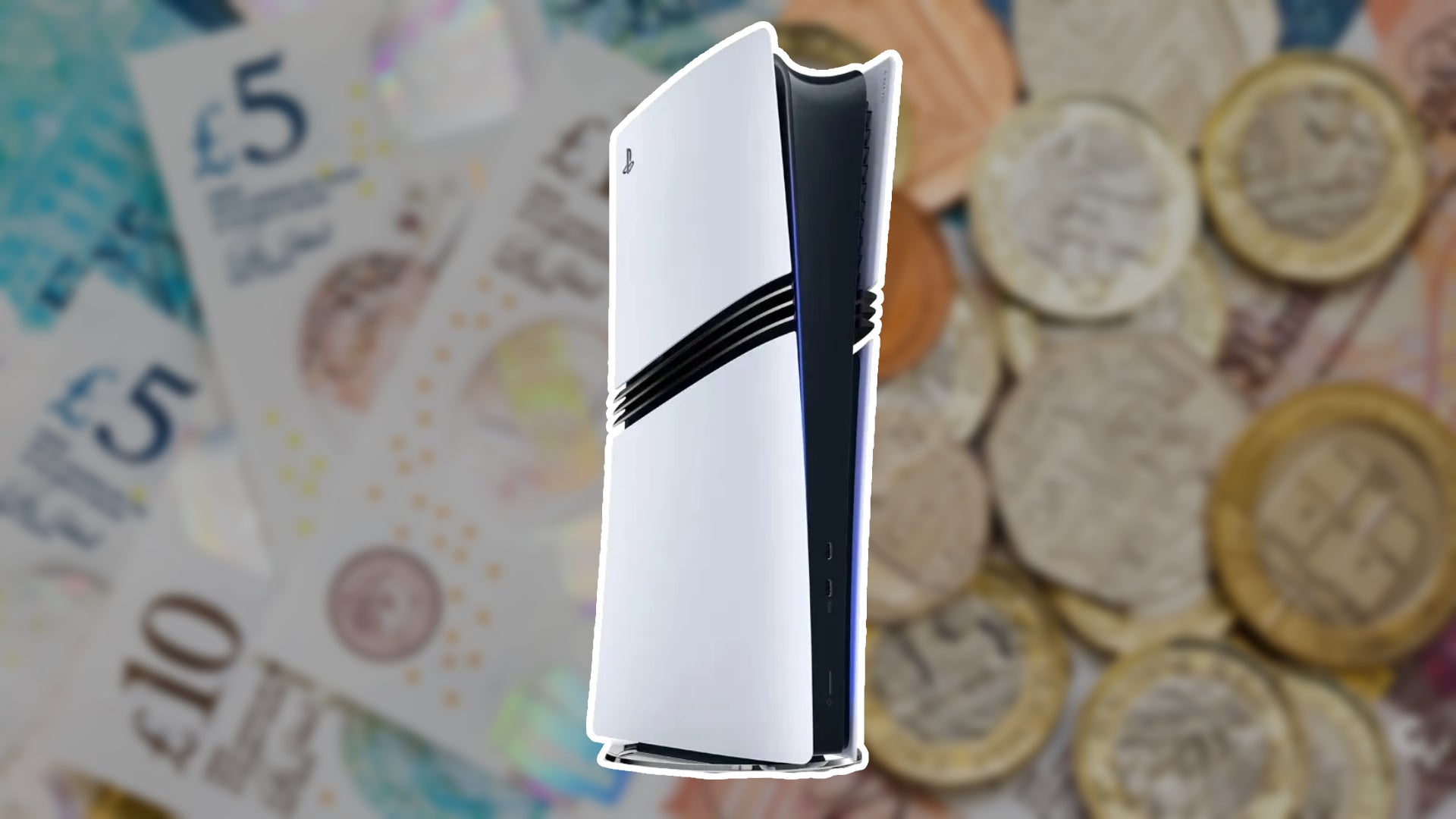 PS5 Pro with blurred money background. - 1
