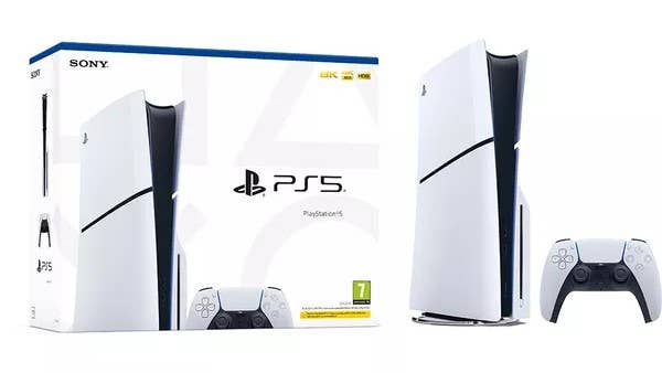 PS5 box with a PS5 console and DualSense controller