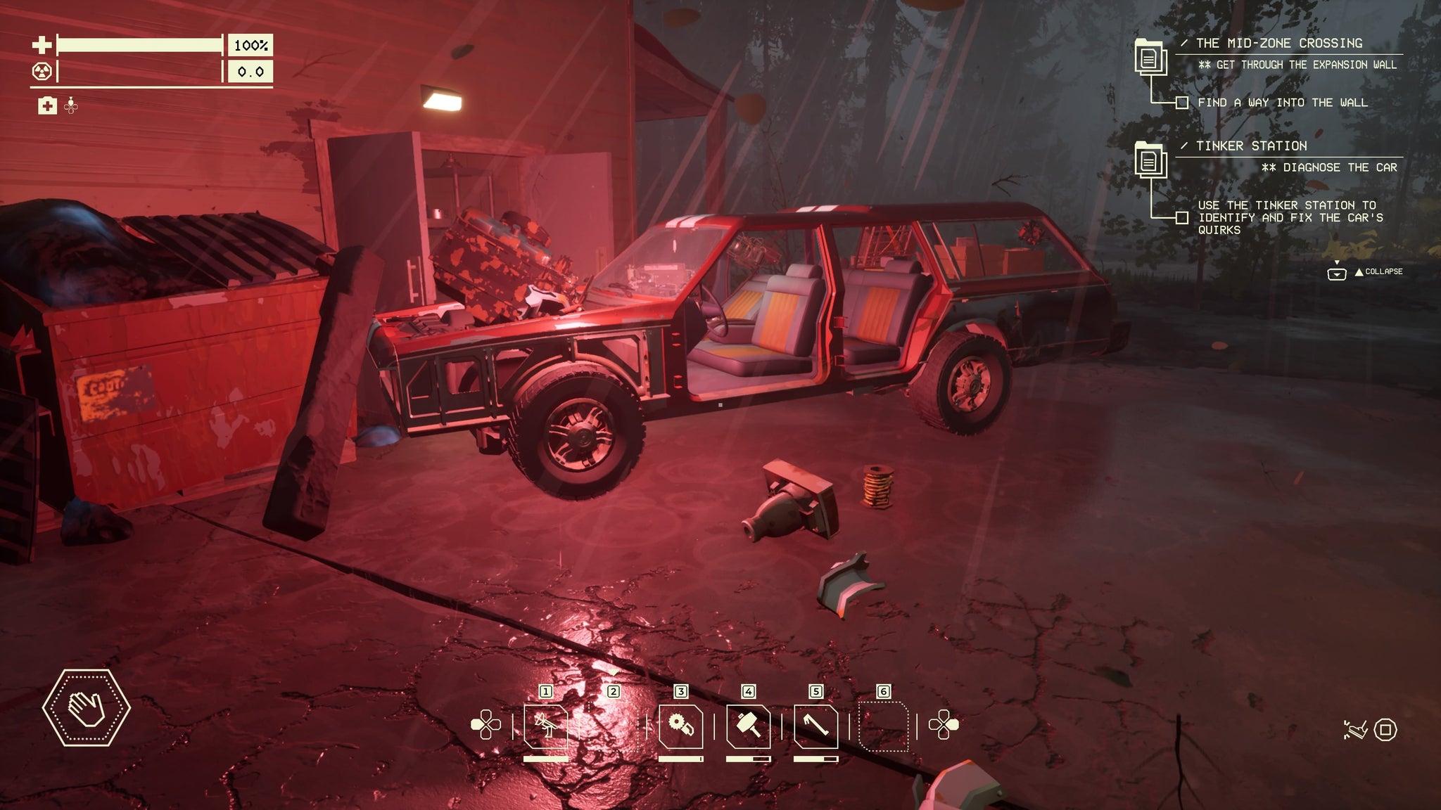 An extrermely run-down vehicle in Pacific Drive - 4