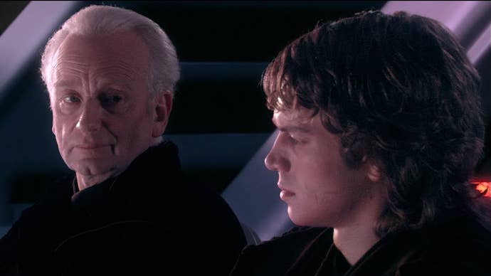Sheev Palpatine and Anakin Skywalker in Star Wars: Revenge of the Sith