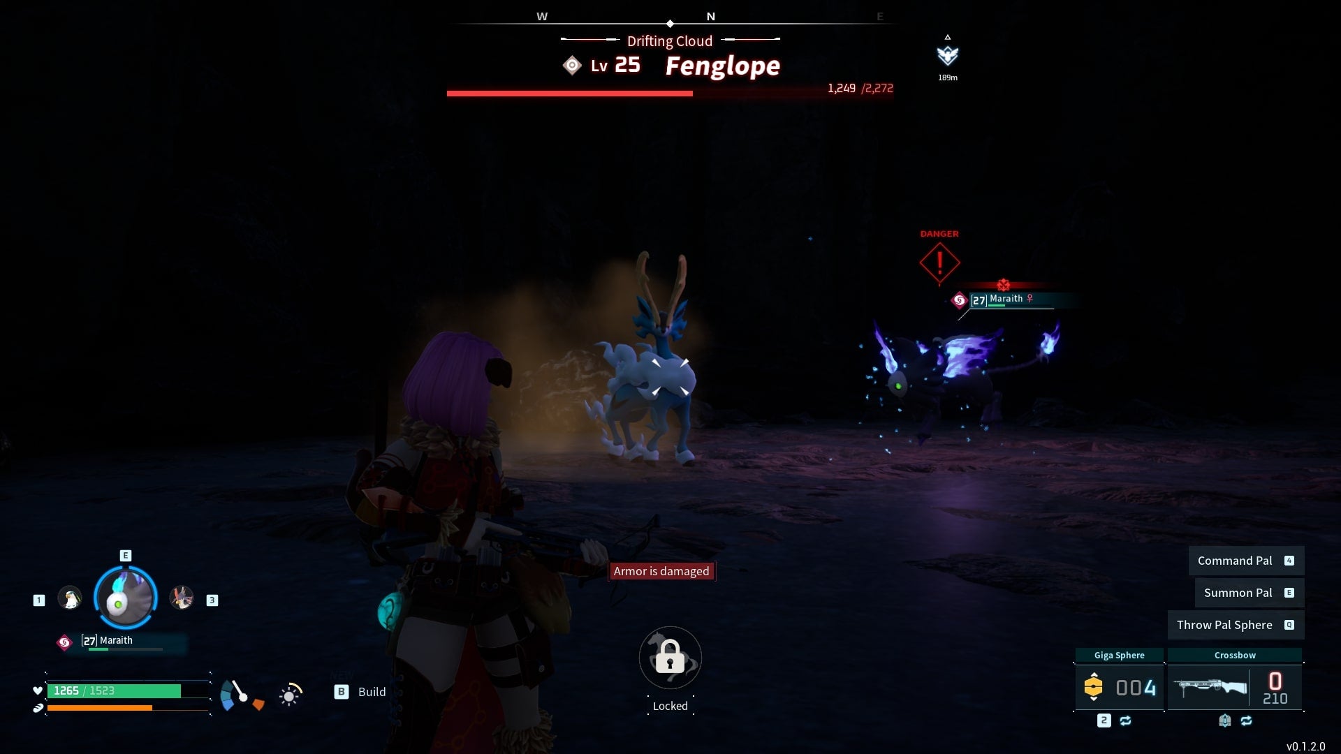 The player faces a Fenglope boss inside of a mineshaft in Palworld - 5