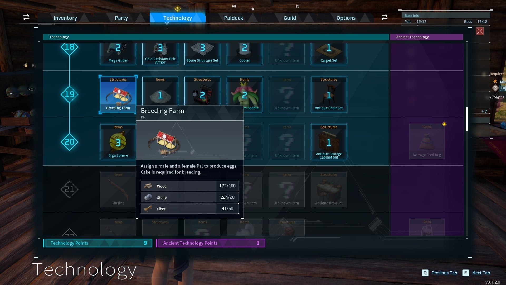 The recipe for a Breeding Farm is shown in Palworld's Technology Tree - 3