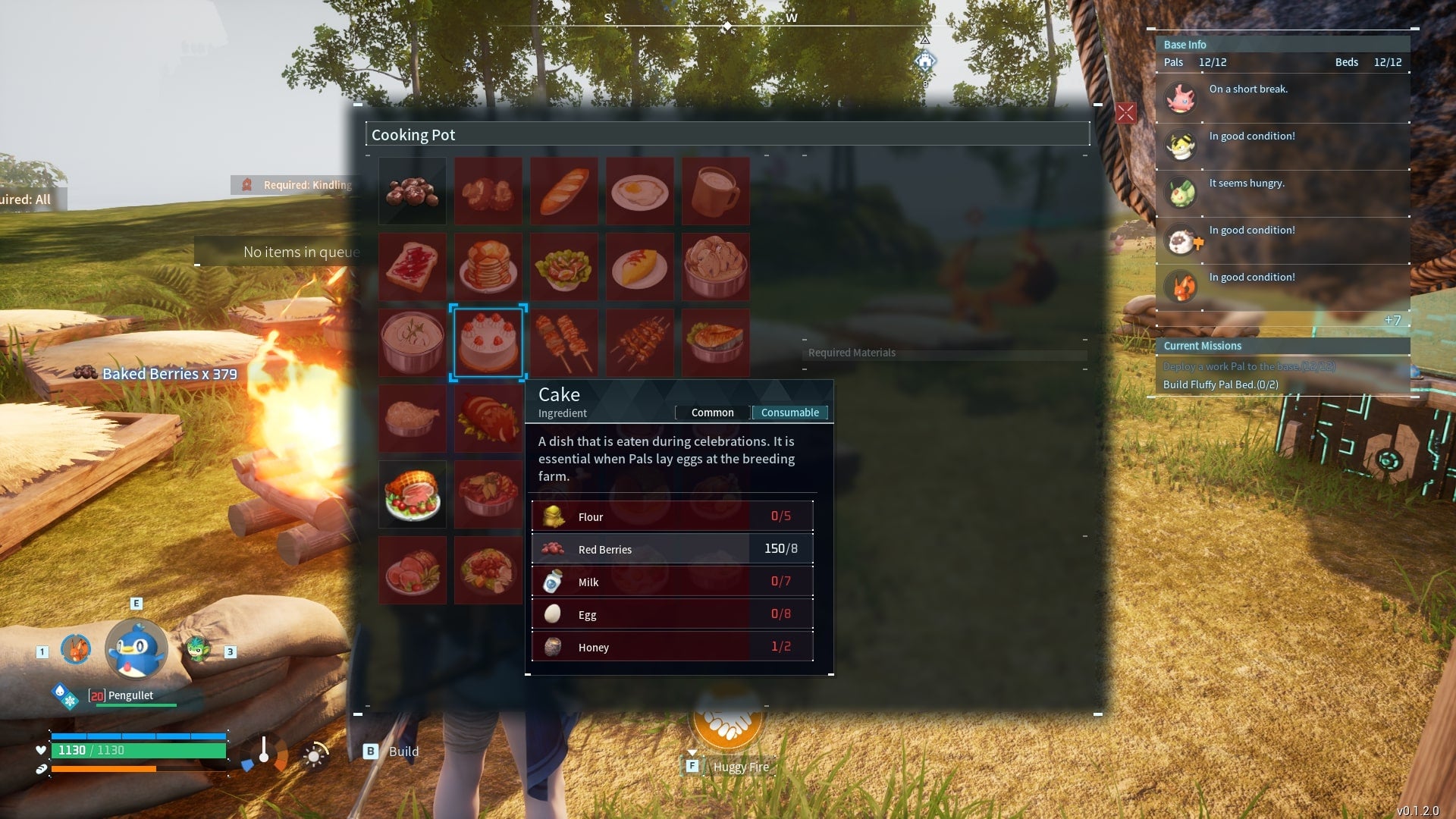 The recipe for a Cake is shown at a Cooking Pot in Palworld - 4