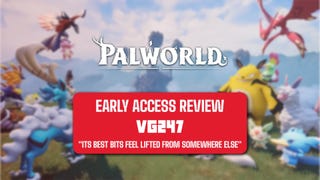 Early Access review card for Palworld that reads: "Its best bits feel like they’ve been lifted from somewhere else."