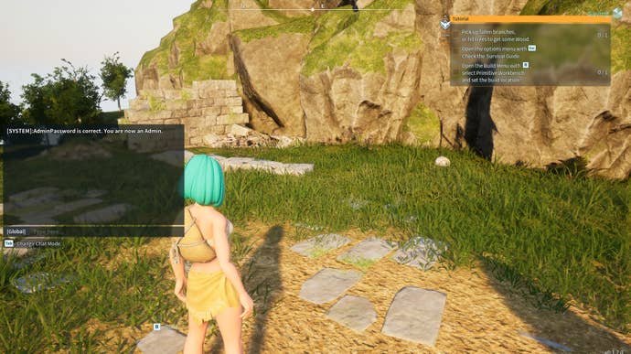 Palworld Console with the command with the message “AdminPassword is correct. You are now an Admin."