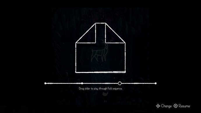 Sistem petunjuk di Paper Trail menunjukkan dua sudut halaman terlipat.