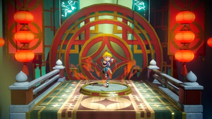 Kung Fu Peach is shown after unlocking the ability in Princess Peach: Showtime