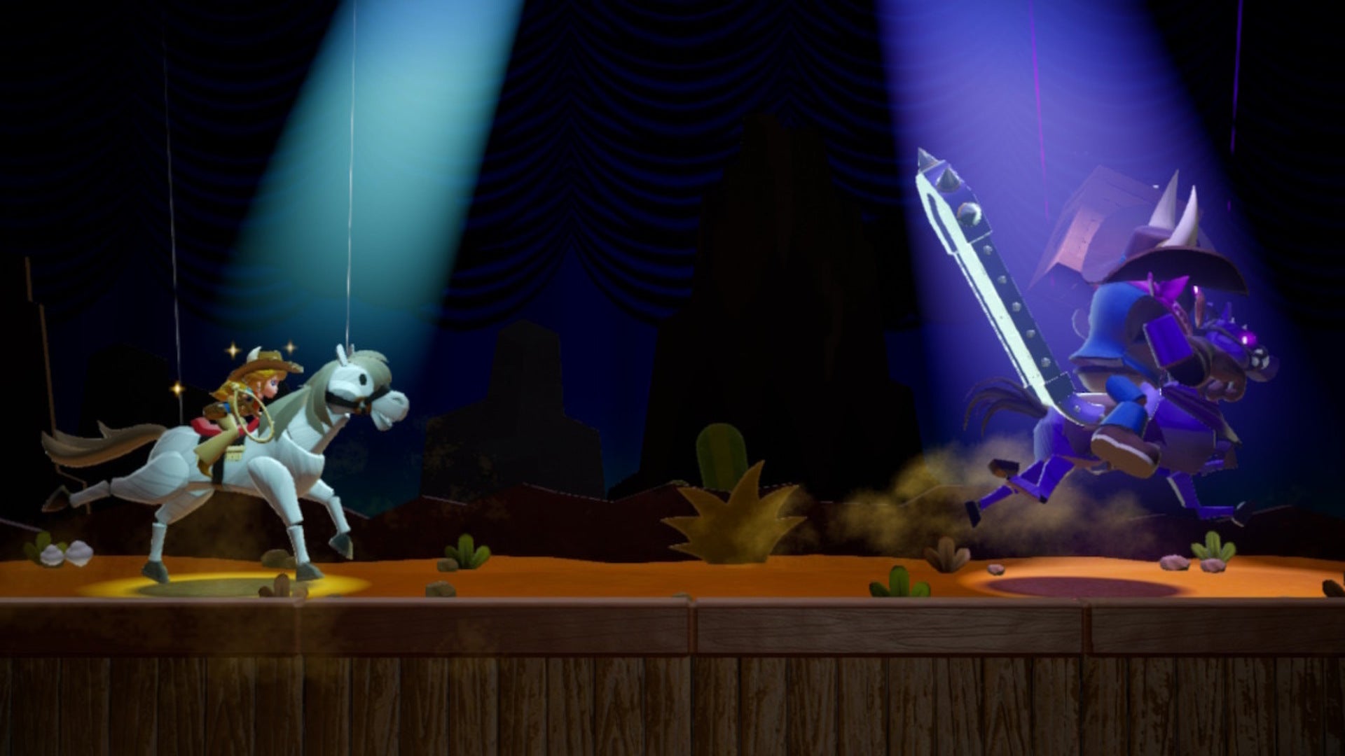 Peach pursues an enemy on horseback in Princess Peach: Showtime