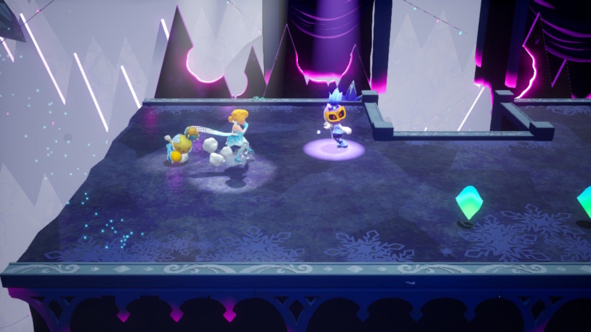 Figure Skater Peach faces a Sour Bunch minion and multiple Sparkle Gem segments in Princess Peach: Showtime - 6