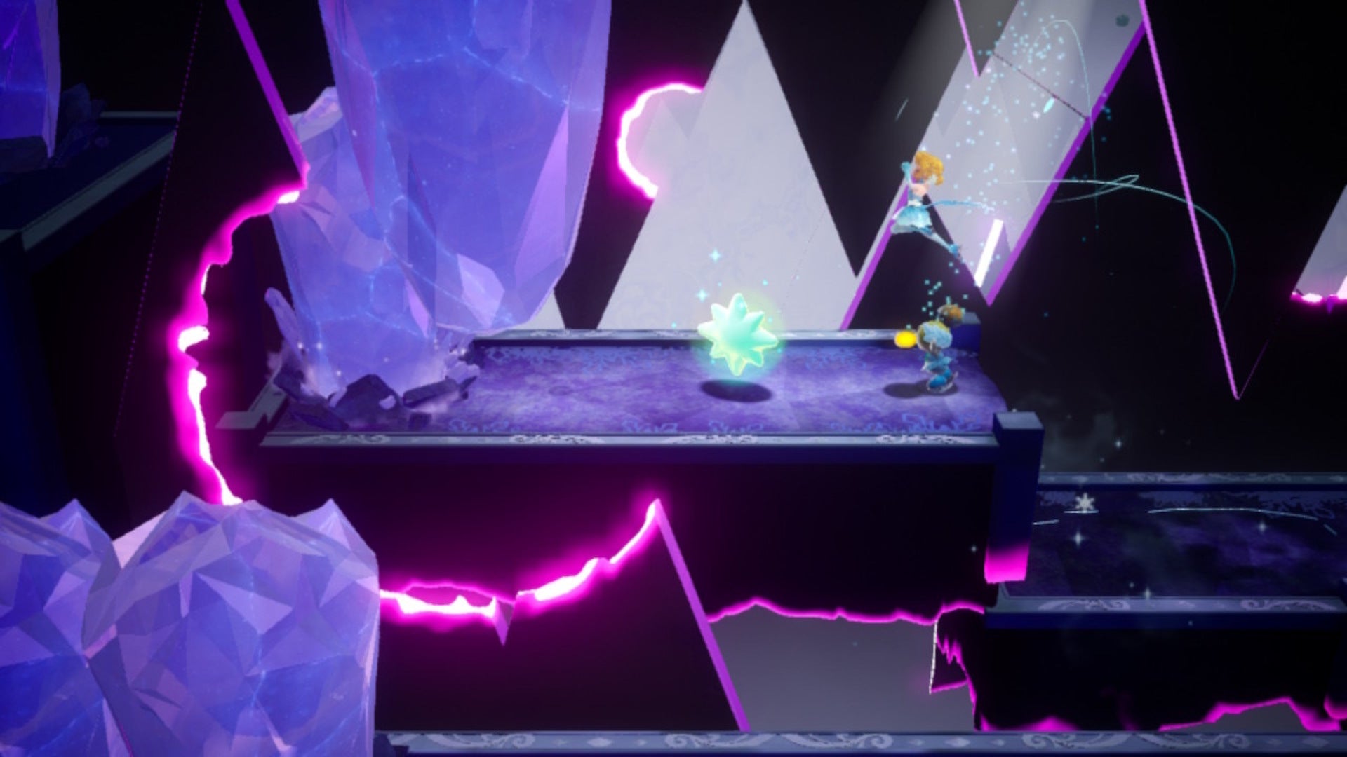 Figure Skater Peach approaches a Sparkle Gem in Princess Peach: Showtime