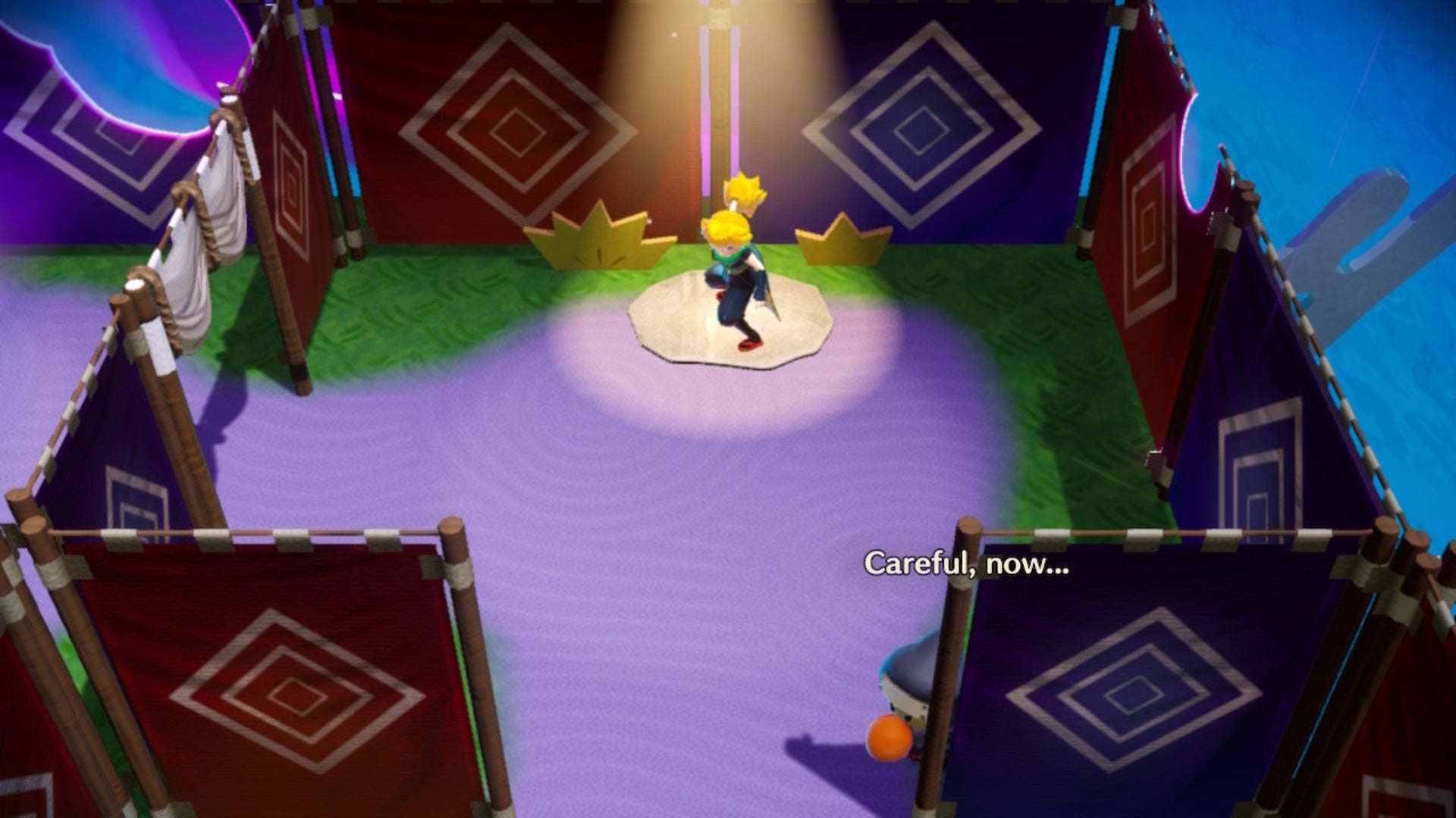 Ninja Peach stands on a spotlight in Princess Peach: Showtime - 4