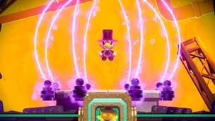 Dashing Thief Sparkla can be seen trapped in a laser orb in Princess Peach: Showtime