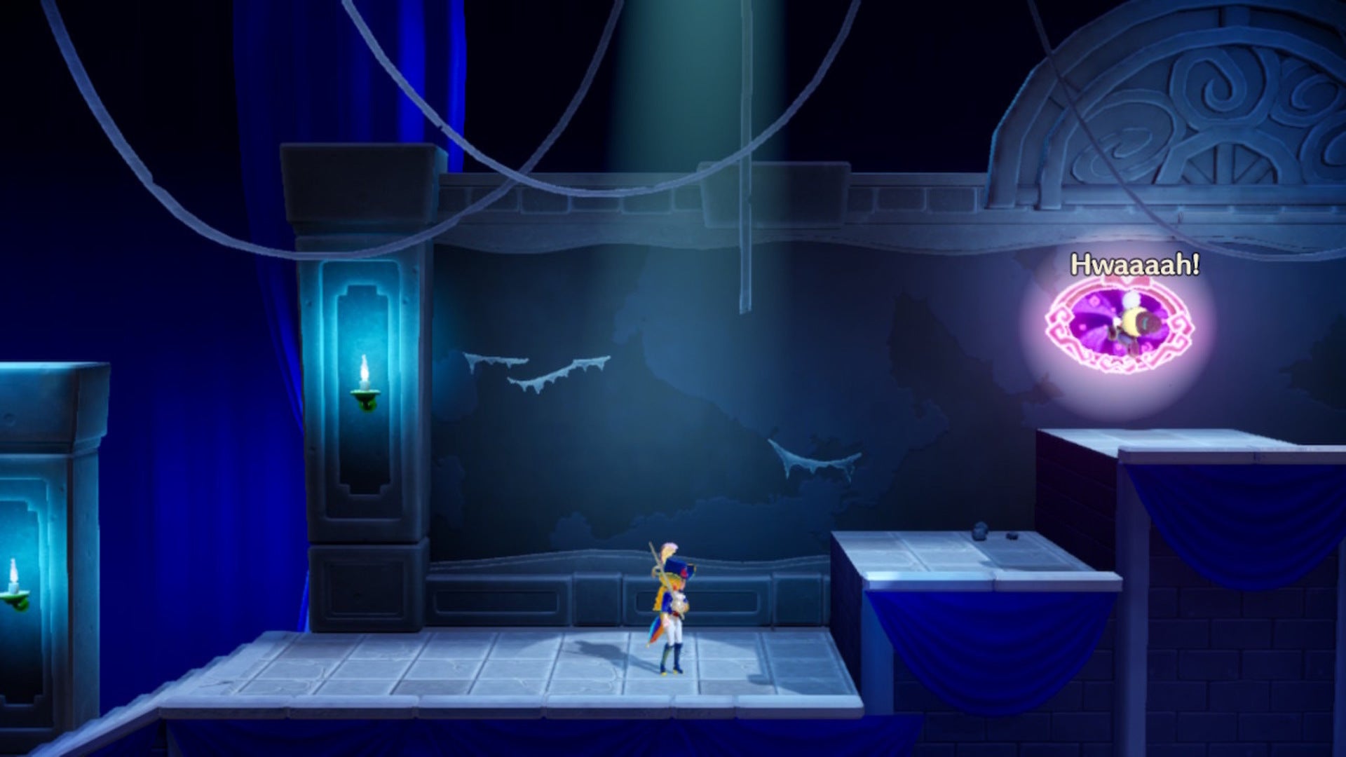 Peach looks on at a Theet trapped inside a ghostly painting in Princess Peach: Showtime - 6