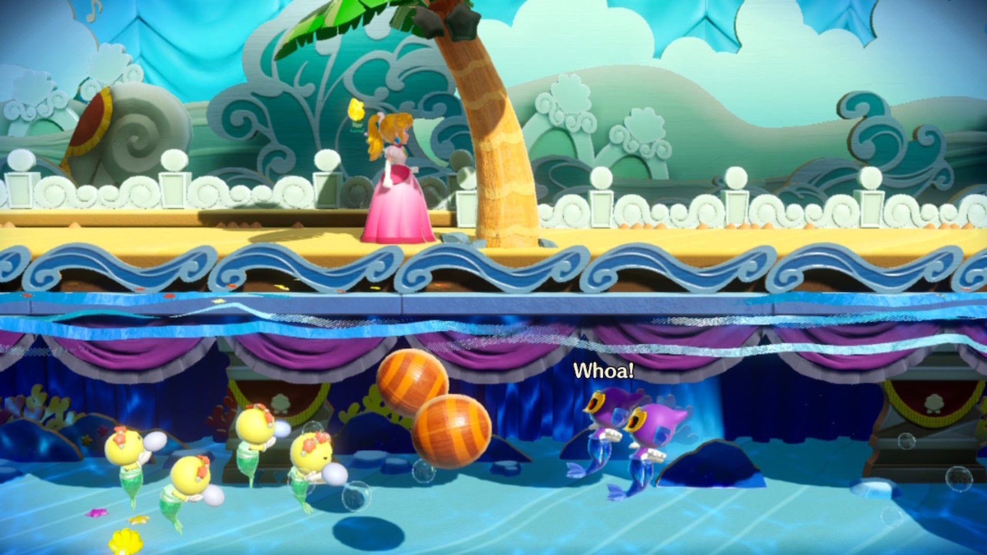 Princess Peach can be seen using Sparkle to ripen some coconuts in Princess Peach: Showtime