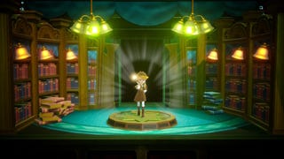 Detective Peach is shown in a library after receiving the ability in Princess Peach: Showtime