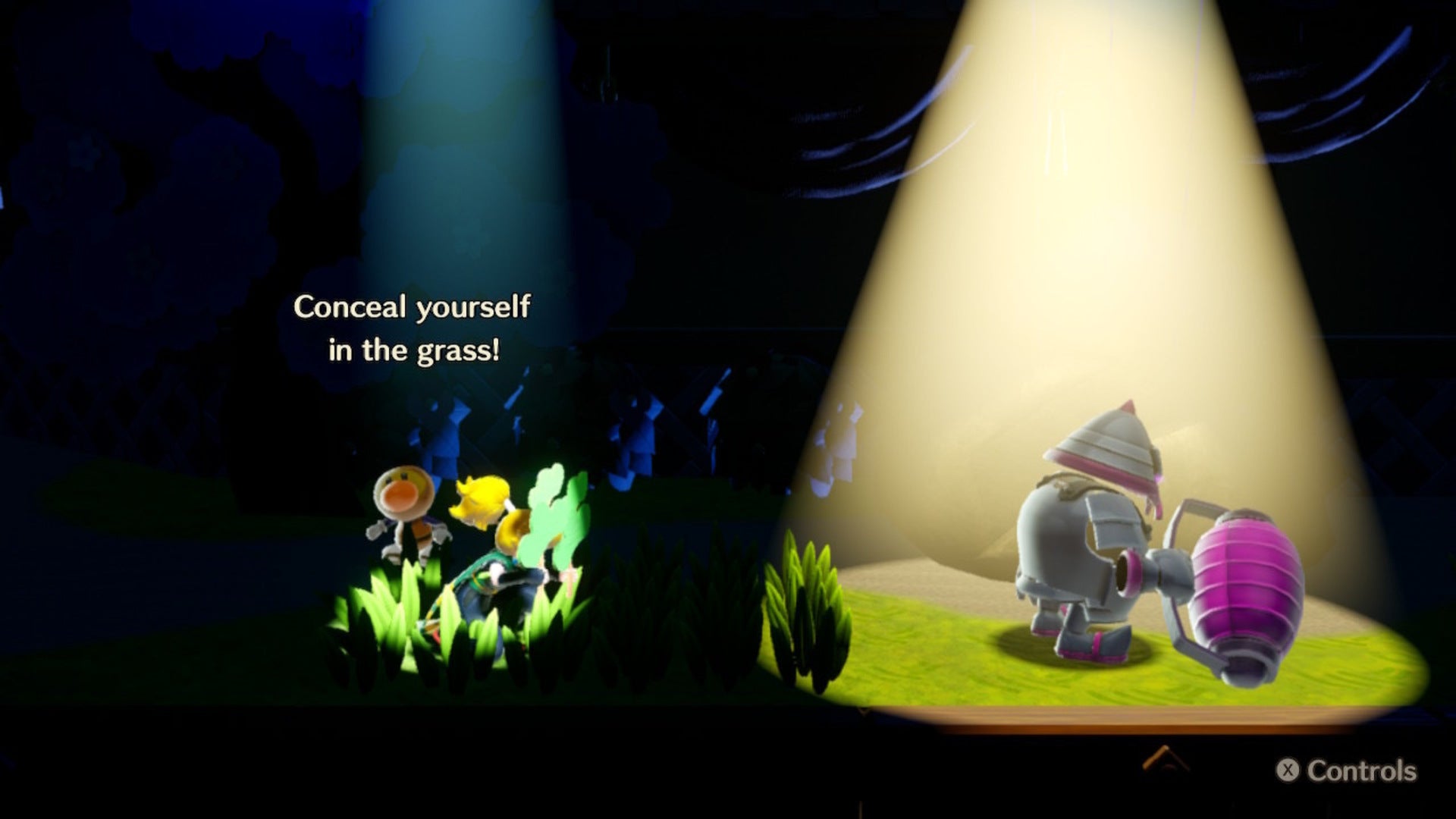 Peach sneaks up on an armored enemy from behind in Princess Peach: Showtime - 6