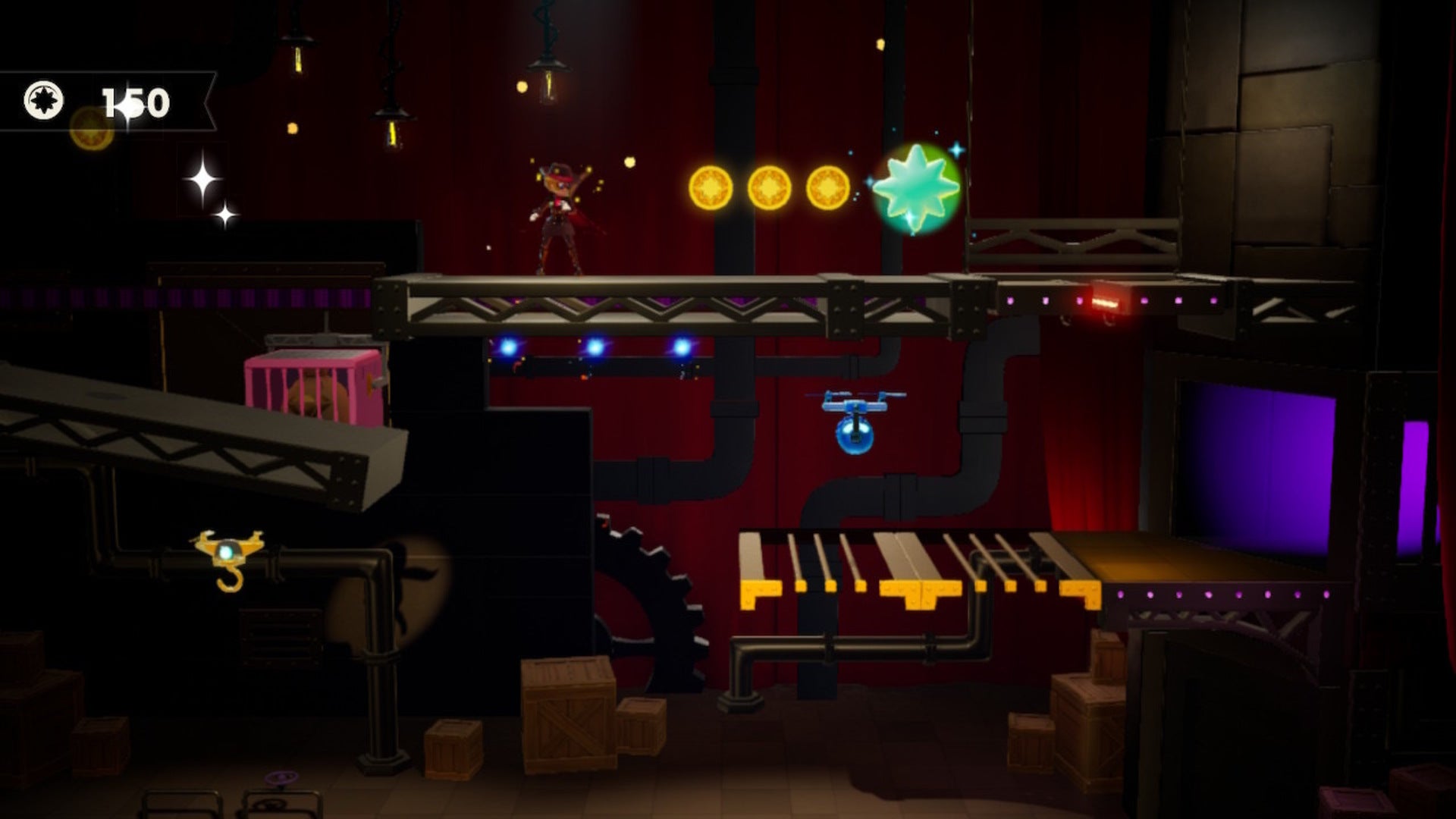 Dashing Thief Peach can be seen facing some coins and a Sparkle Gem in Princess Peach: Showtime