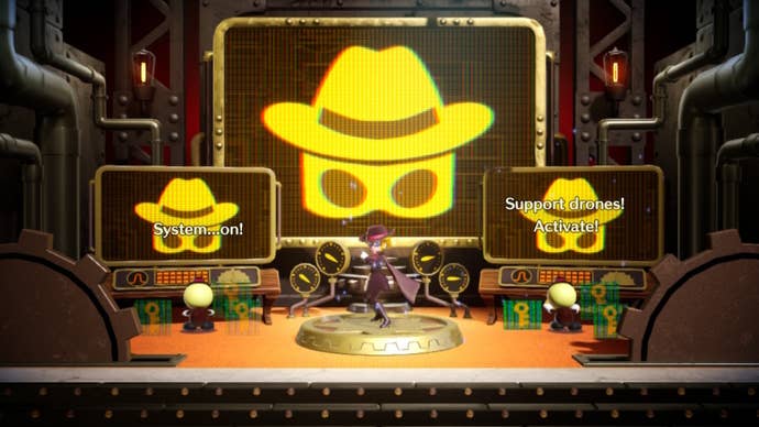 Dashing Thief Peach is shown inside some sort of secret HQ in Princess Peach: Showtime