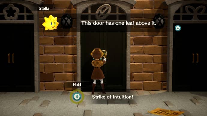 Detective Peach uses Strike of Intuition on a door in Princess Peach: Showtime