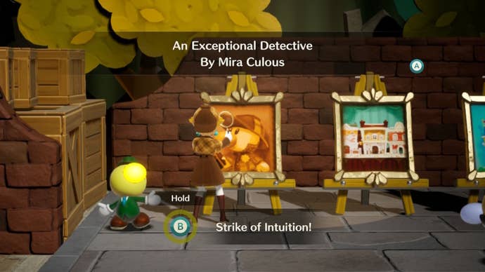 Detective Peach uses Strike of Intuition on a painting in Princess Peach: Showtime