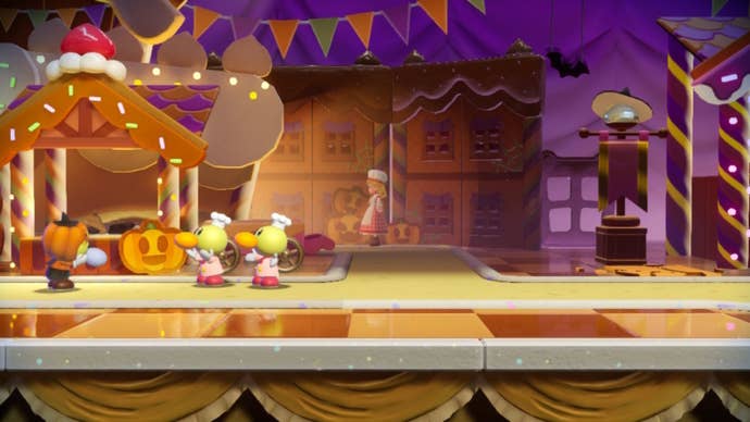 Patissiere Peach faces a hidden entrance back into the kitchen in Princess Peach: Showtime