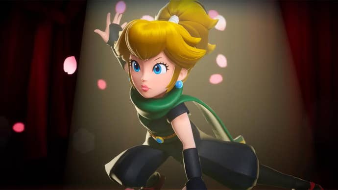 Peach transforms in Princess Peach: Showtime!