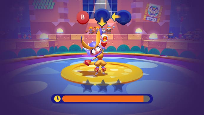 Penny does some yo-yo tricks by matching inputs in this screen from Penny's Big Breakaway
