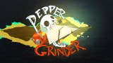 The logo for Pepper Grinder with a drill emerging from the mouth of a skull.