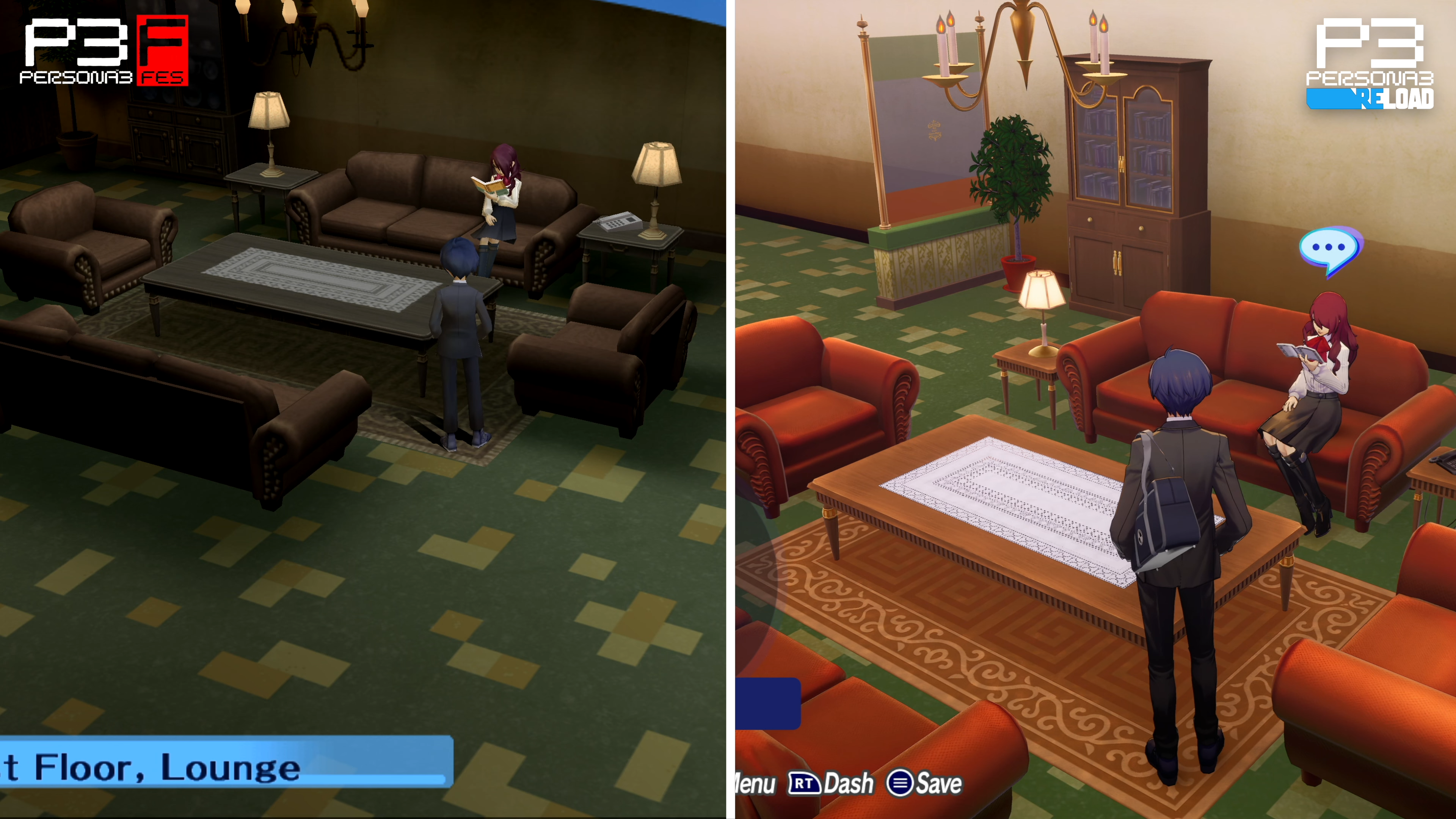 persona 3 vs reload environmental lighting differences