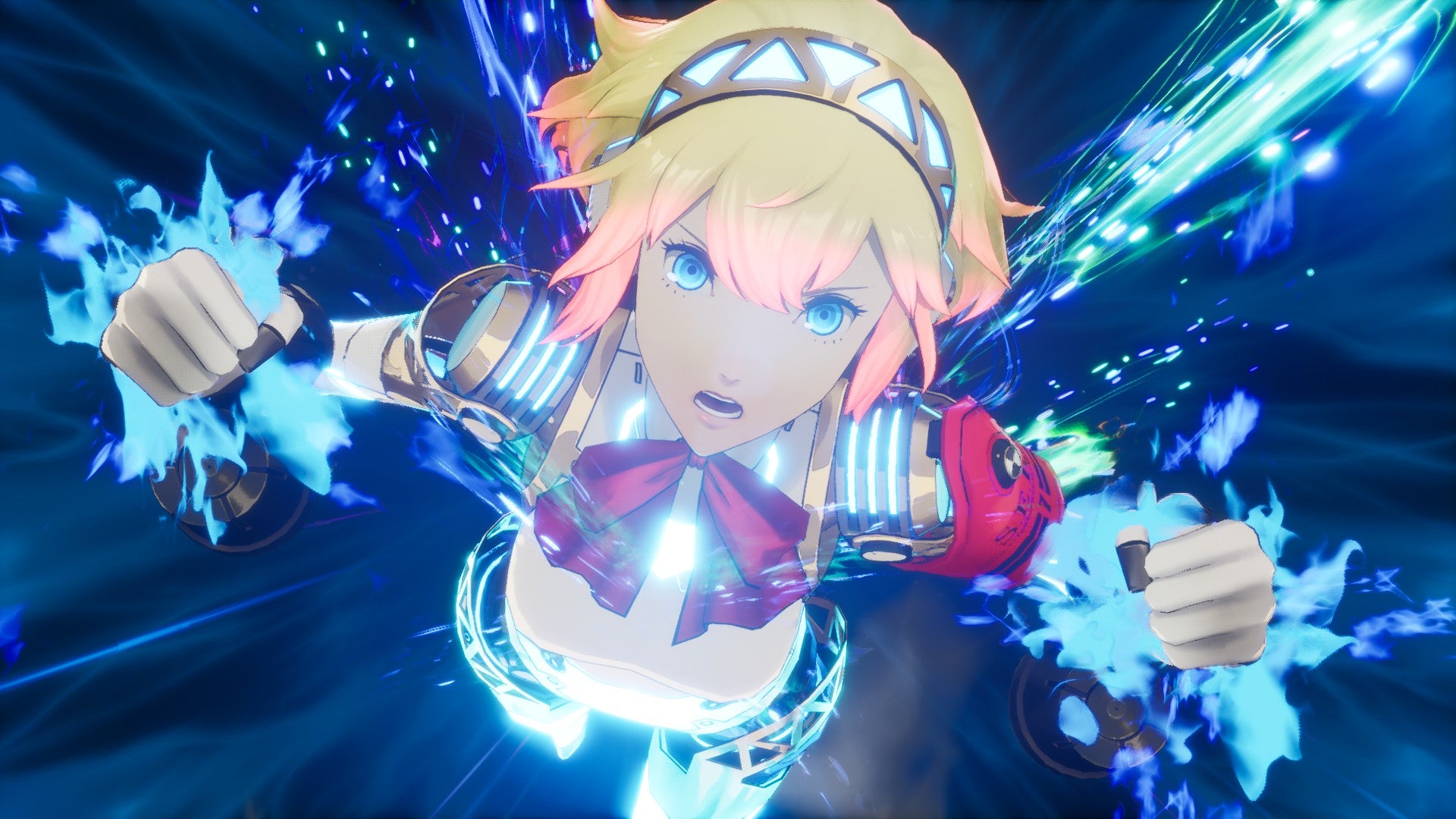 A powered-up Persona 3 Reload character charges towards the screen. - 4