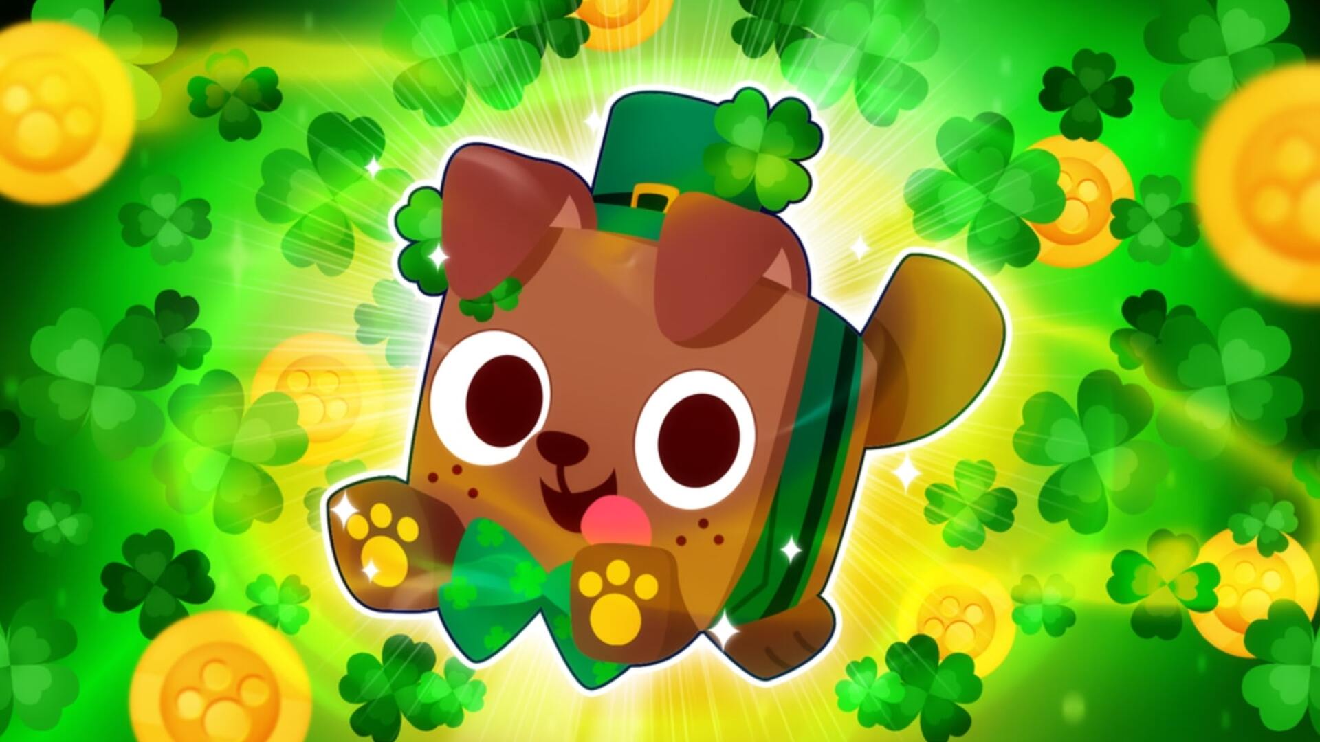 A Leprechaun Dog pet can be seen in key artwork for Roblox's Pet Simulator 99 St. Patrick's Event - 1
