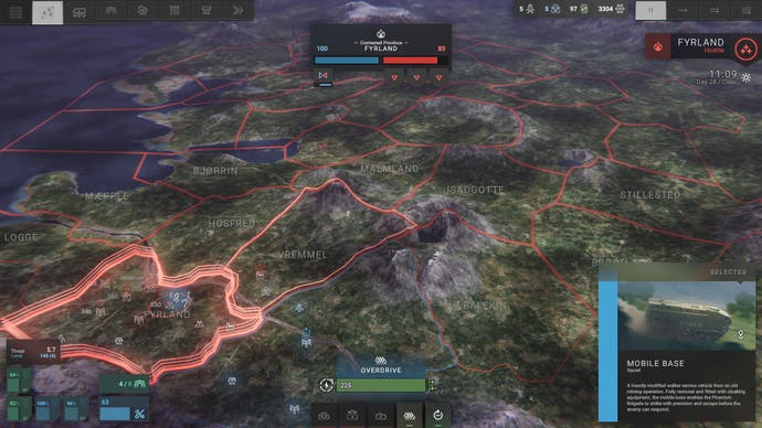 Phantom Brigade review - the map view of the area, with grey-and-green terrain all blending into one
