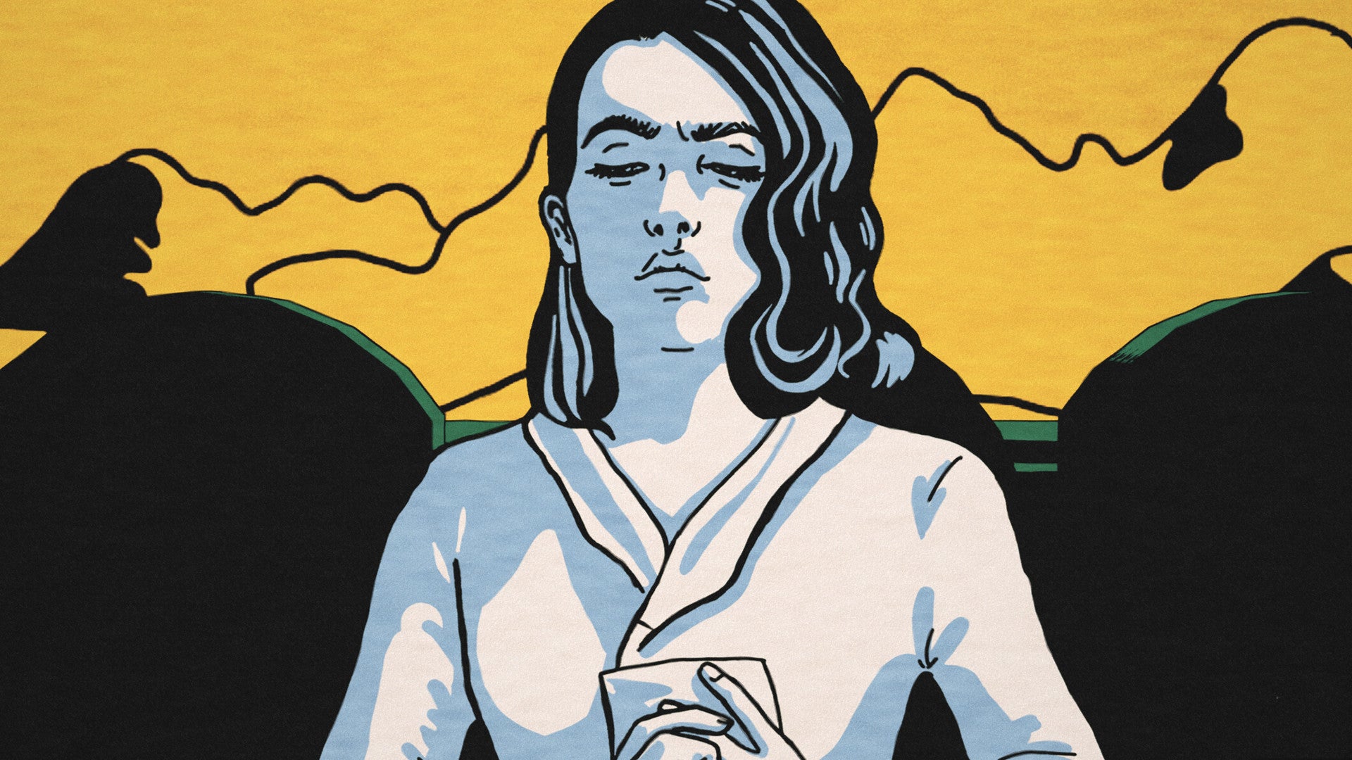 A portrait of a woman holding a photograph close to her chest in Phoenix Springs