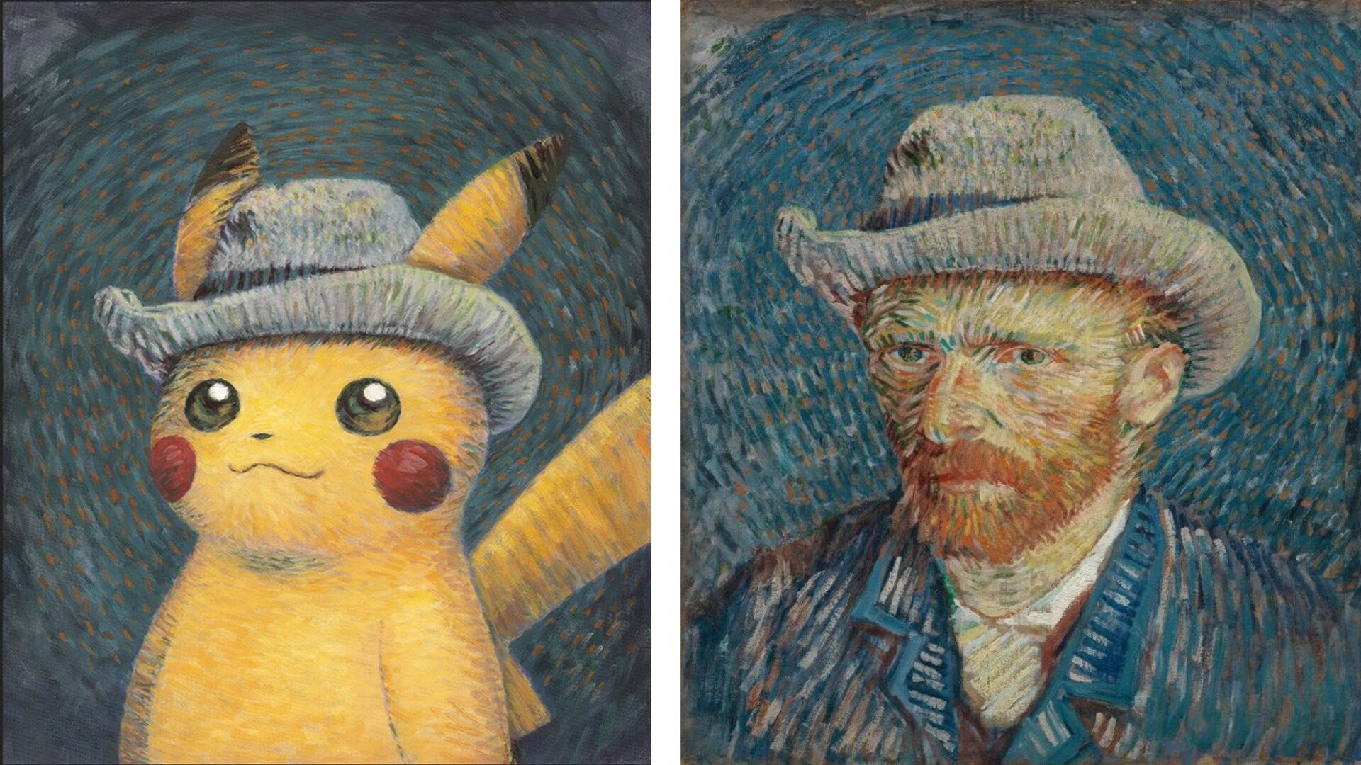 &lsquo;Pikachu with Grey Felt Hat&rsquo; - a Van Gogh inspired artwork of Pokemon&rsquo;s Pikachu in the Pokemon x Van Gogh Museum collaboration