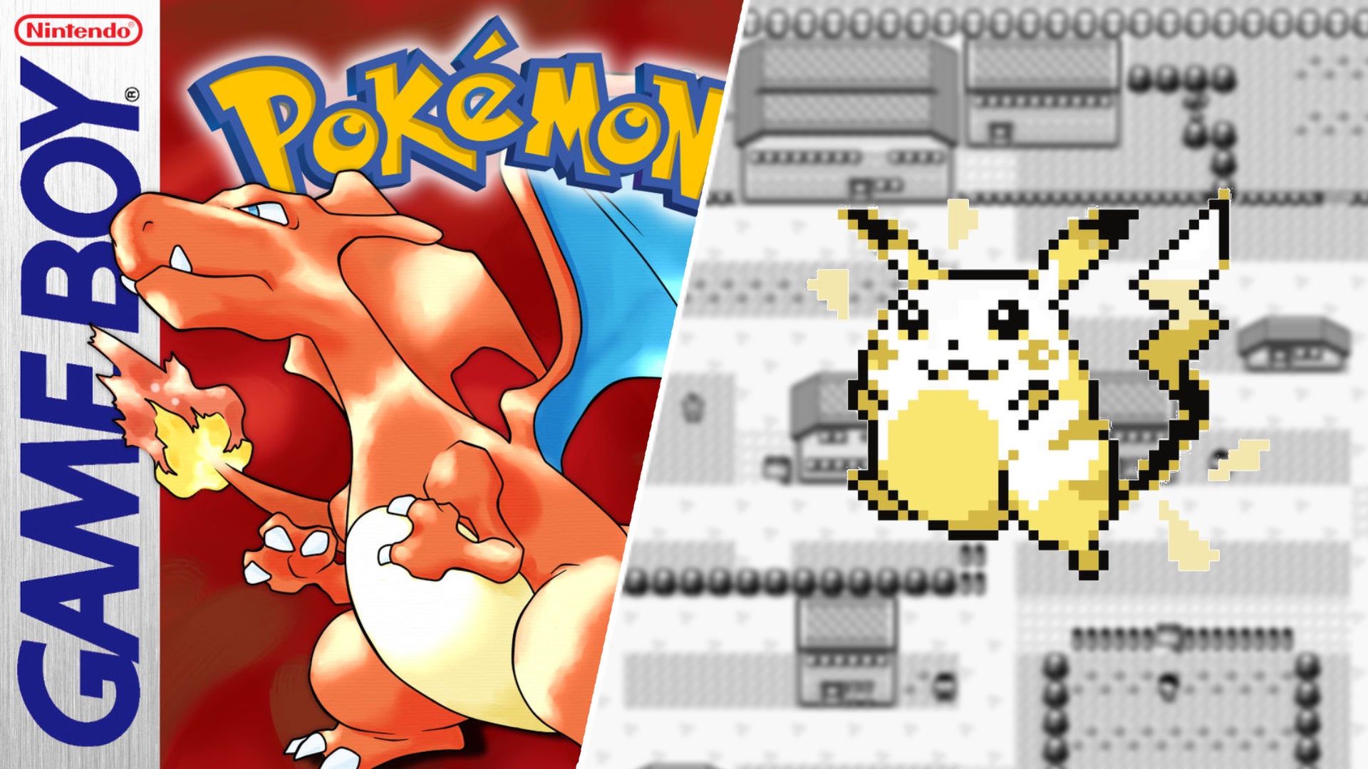 Charizard on the front cover of Pokemon Red version, next to Pikachu, who can use the move, Flash. - 1