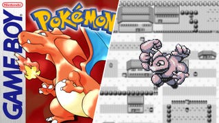 Charizard on the front cover of Pokemon Red version, next to Machamp, one of the strongest Pokemon.