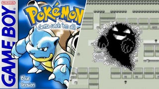 Blastoise next to a ghost that needs to be identified with a Silph Scope in Pokemon Red and Blue.