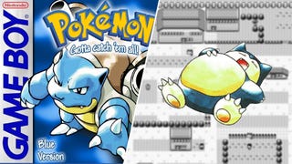 The Pokemon Snorlax and Blastoise over a map of Vermillion City in Pokemon Blue.