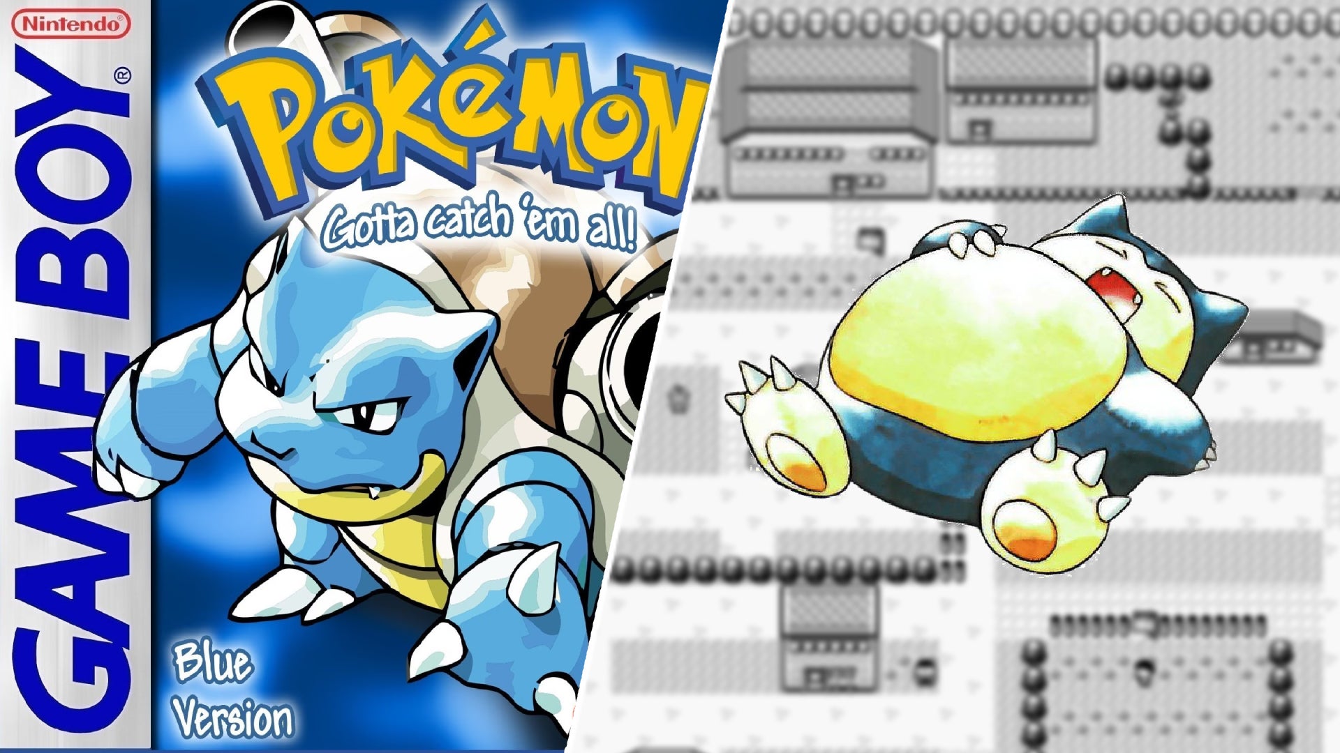 The Pokemon Snorlax and Blastoise over a map of Vermillion City in Pokemon Blue. - 1