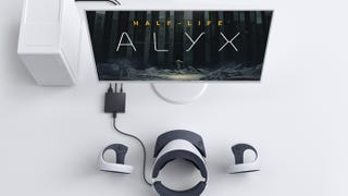 Promo image for the PlayStation VR2 PC adapter showing Half-life: Alyx on a computer screen