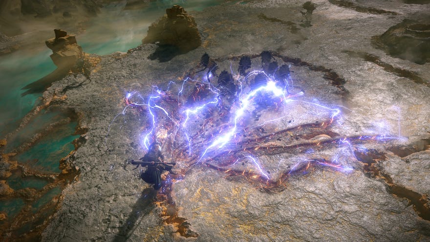 A monk casts a lightning spell in Path Of Exile 2
