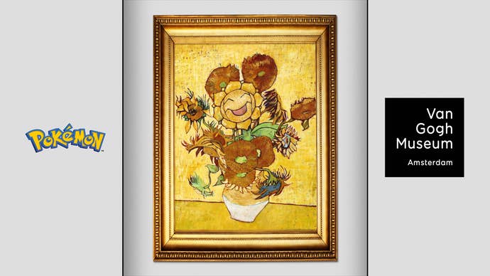 Van Gogh’s Sunflowers painting with Sunflora inserted in the middle as if it’s sitting in the vase along with the other sunflowers